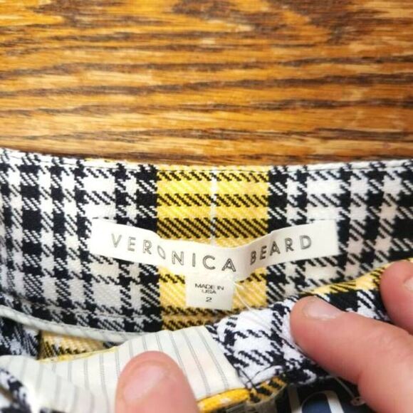 NWT Veronica Beard Fraser Plaid Pants Checked Flare Trouser Yellow Size 2 - Picture 4 of 7